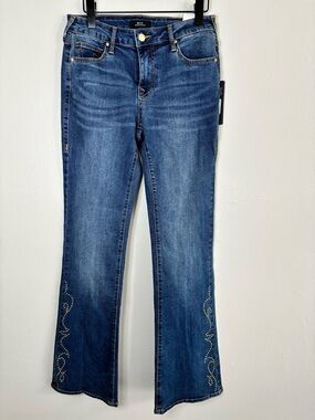 BECCA Dark Blue Embellished Flare Jeans